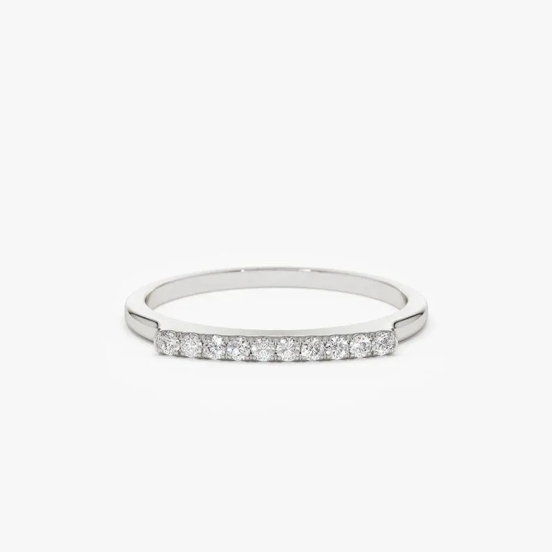 0.10CTW Pave Lab Grown Diamond Bar Setting Minimalist Band