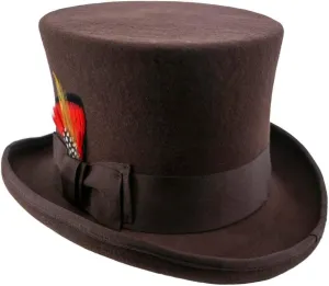 100% Wool Steampunk Top Hat with Grosgrain Band