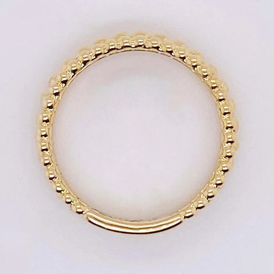 14 Karat Gold Three-Row Beaded Ring Band