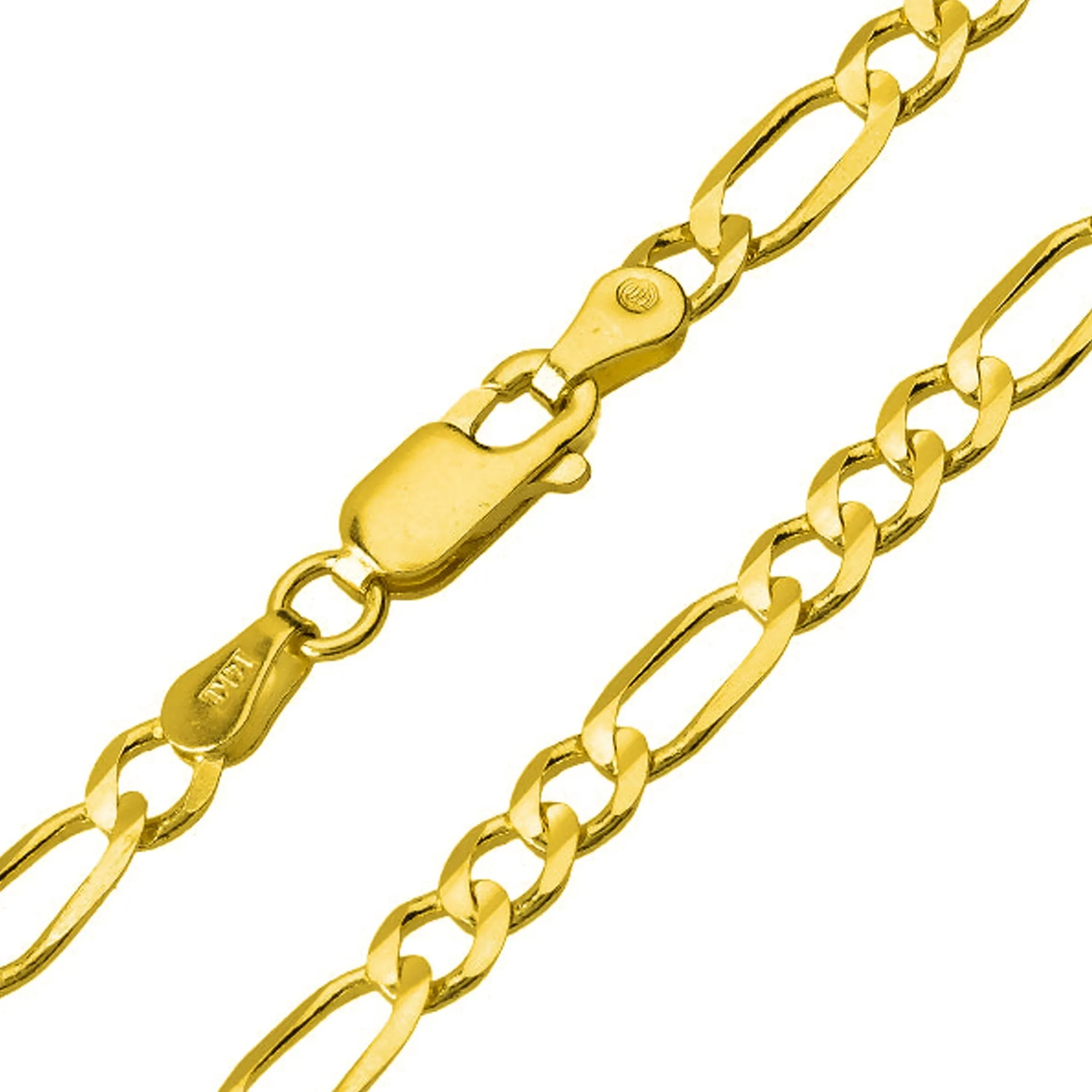 14k Gold Textured 3D Starfish Charm Pendant with Figaro Chain Necklace - Yellow Gold