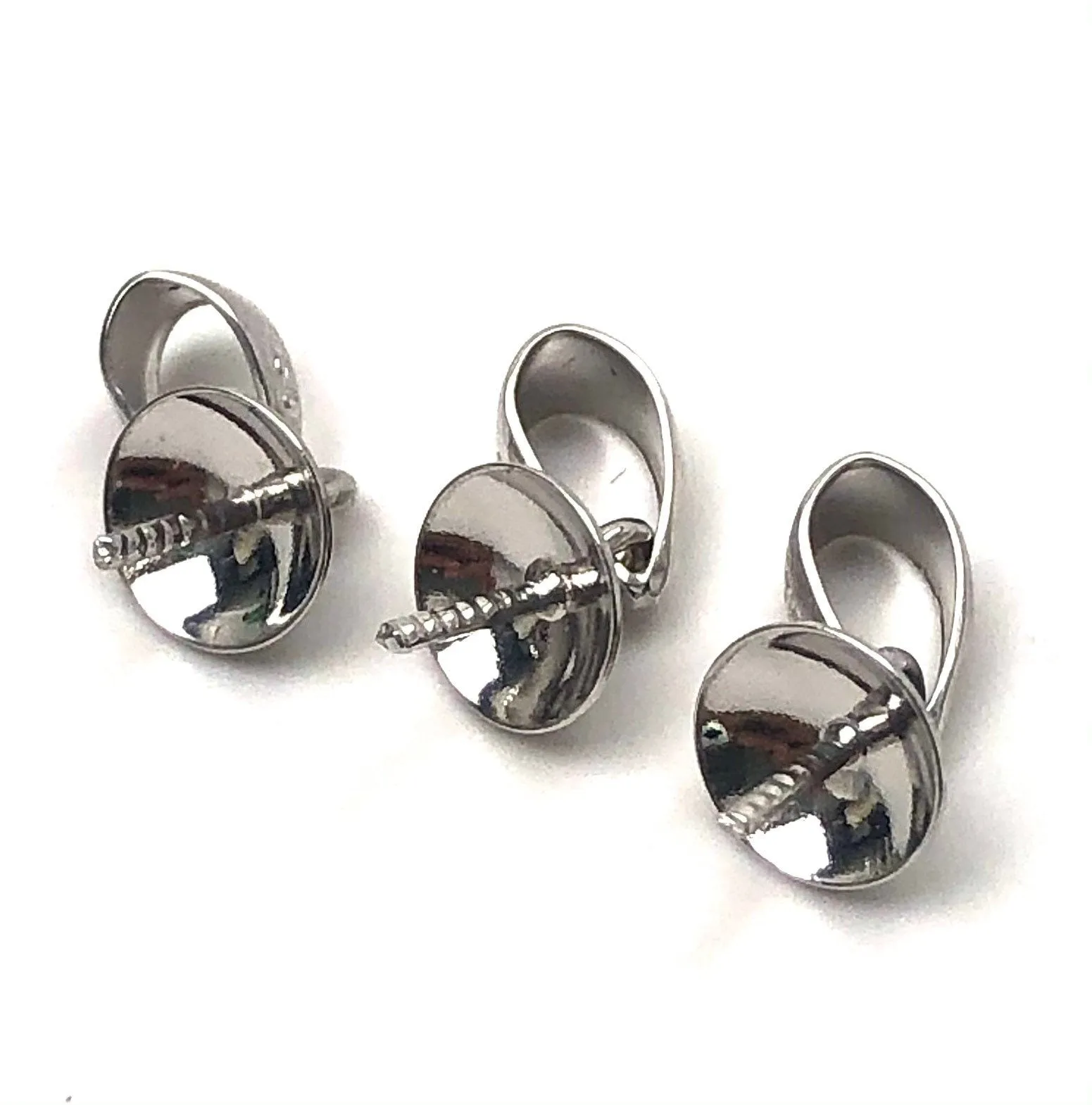 14K solid white gold pearl cup pendant, SKU#335-18y-3