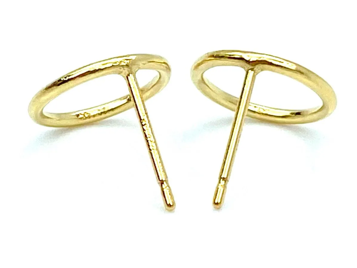 14KGF 10mm Round Wire Post Earring , Sku#400C10P