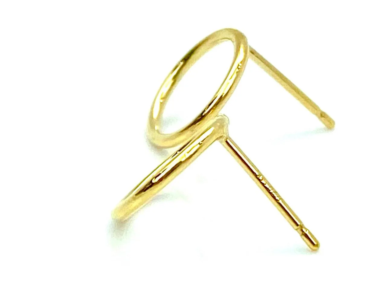 14KGF 10mm Round Wire Post Earring , Sku#400C10P