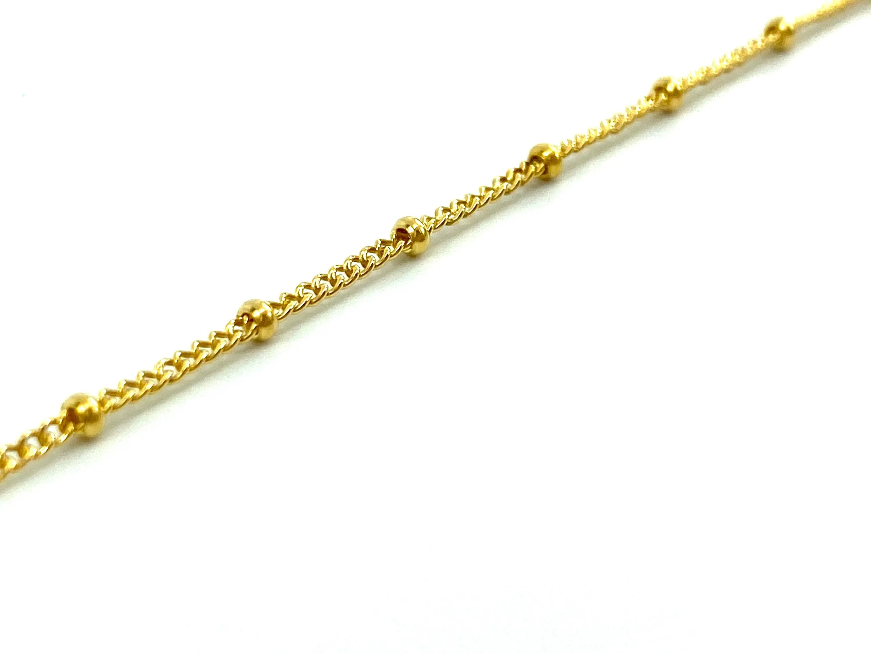 14KGF 1.0mm Satellite Cable Chain Satellite With 2.0mm Bead, 14KGF, 14K Gold Filled, 14K Gold Fill, 14K Gold, Sku: S1428MC38