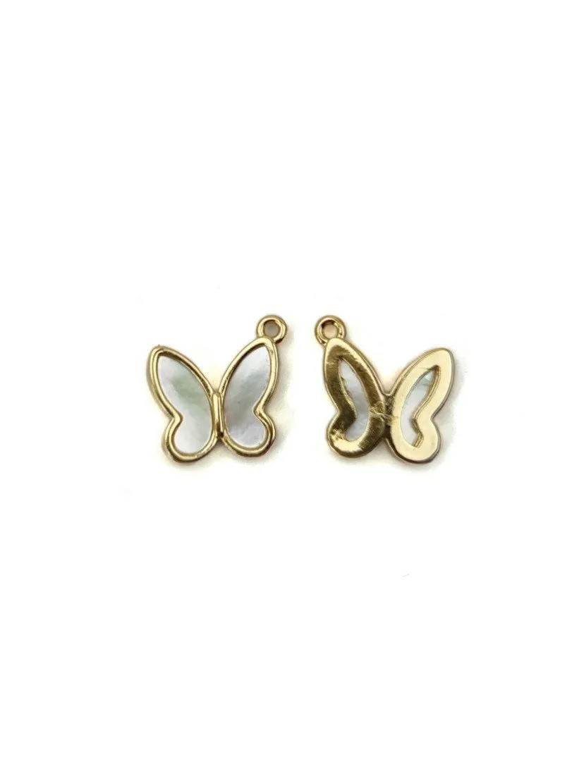14KGF Mother of Pearl Butterfly Charm