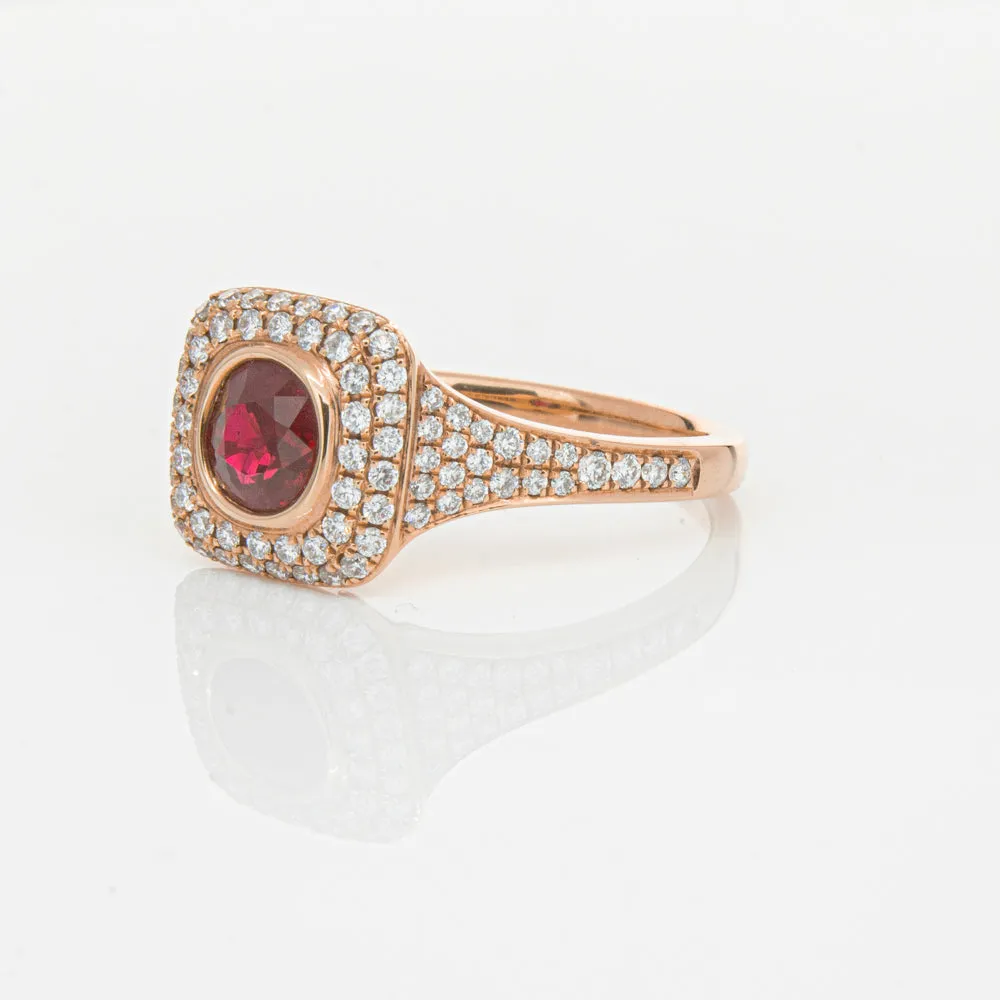 18ct Rose Gold Ruby & Diamond Ring