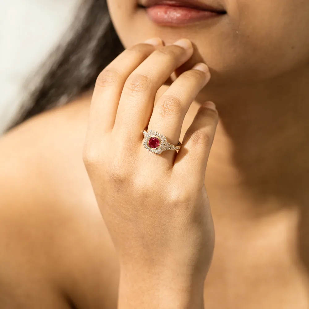 18ct Rose Gold Ruby & Diamond Ring
