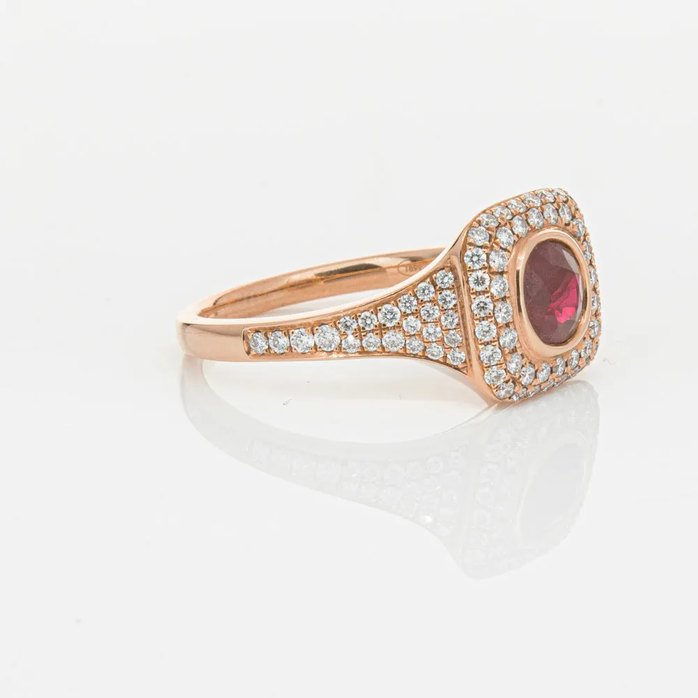 18ct Rose Gold Ruby & Diamond Ring