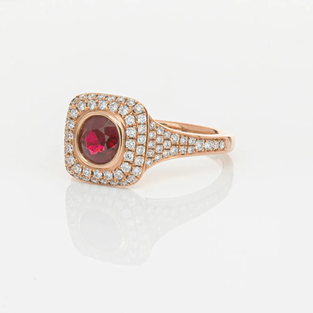 18ct Rose Gold Ruby & Diamond Ring