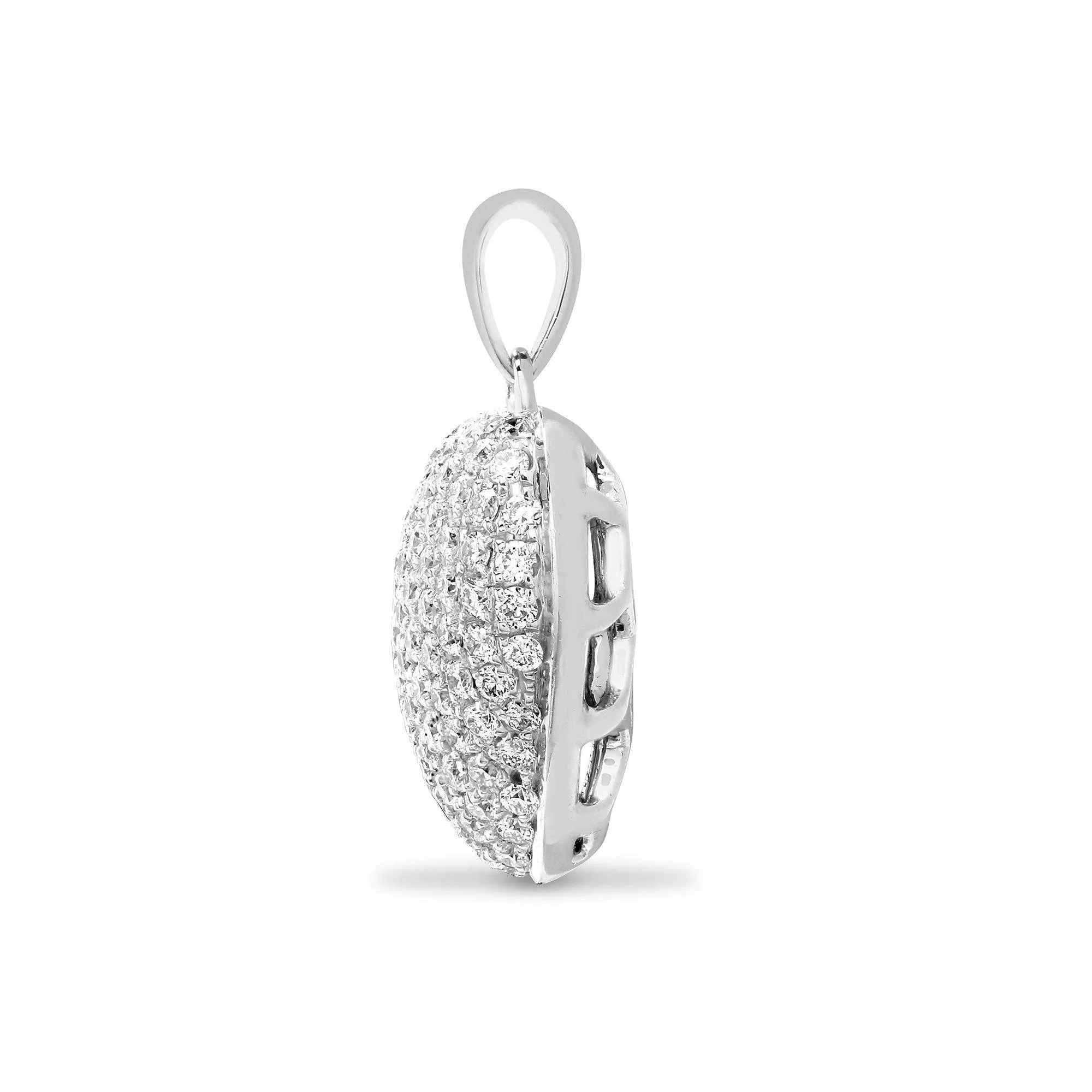 18ct White 0.66ct Diamond Pave Set Heart Pendant