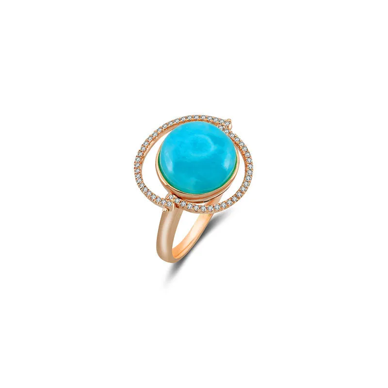 18k Gold Amazoniet Diamond Ring