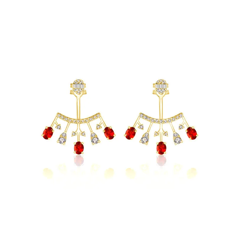 18k Gold Diamond Ear Jacket with Ruby