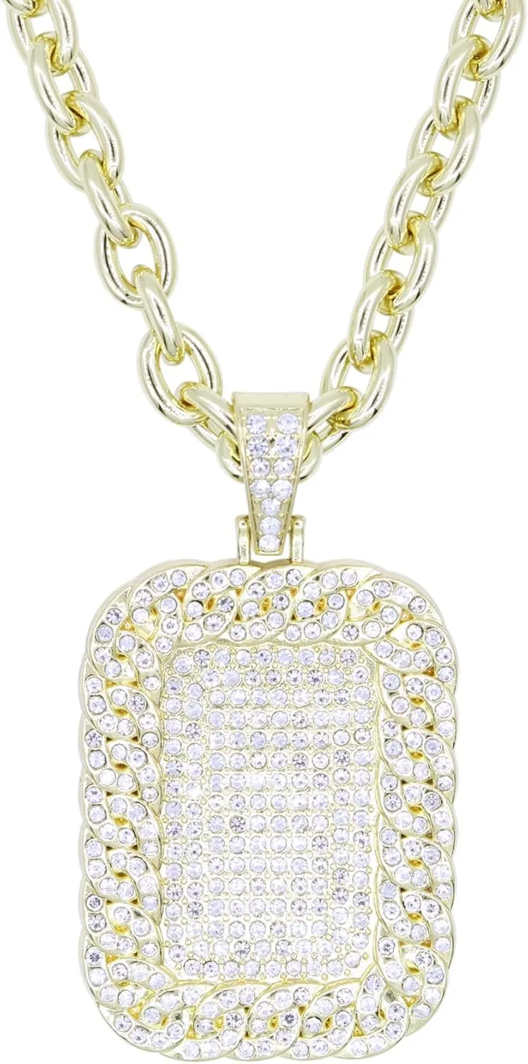 18K Gold Silver Geometry Rhinestone Pendant Necklace for Men Hip Hop Rock Punk Round Rectangle Triangle Eye Crystal Neckalces Cool Hippie Necklaces Jewelry for Men