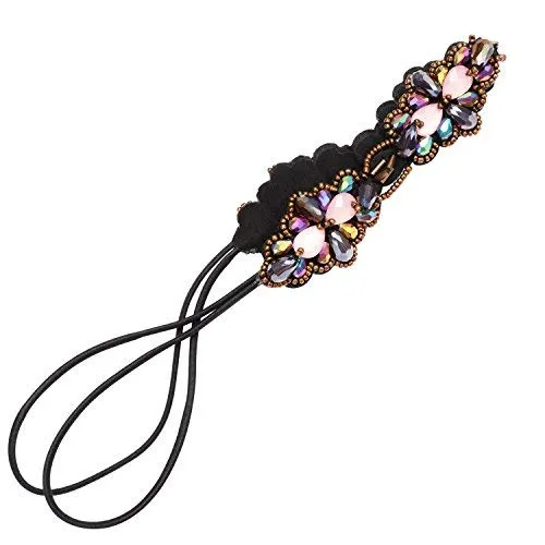 2 Pieces Rhinestone Beaded Elastic HeadbandFashion Headbands Handmade Hair Bands Hair Accessories for Lady Woman 20-25" Fits for Most