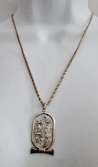 20" STERLING SILVER EGYPTIAN CUT-OUT BIRD Pendant Chain NECKLACE Charm g