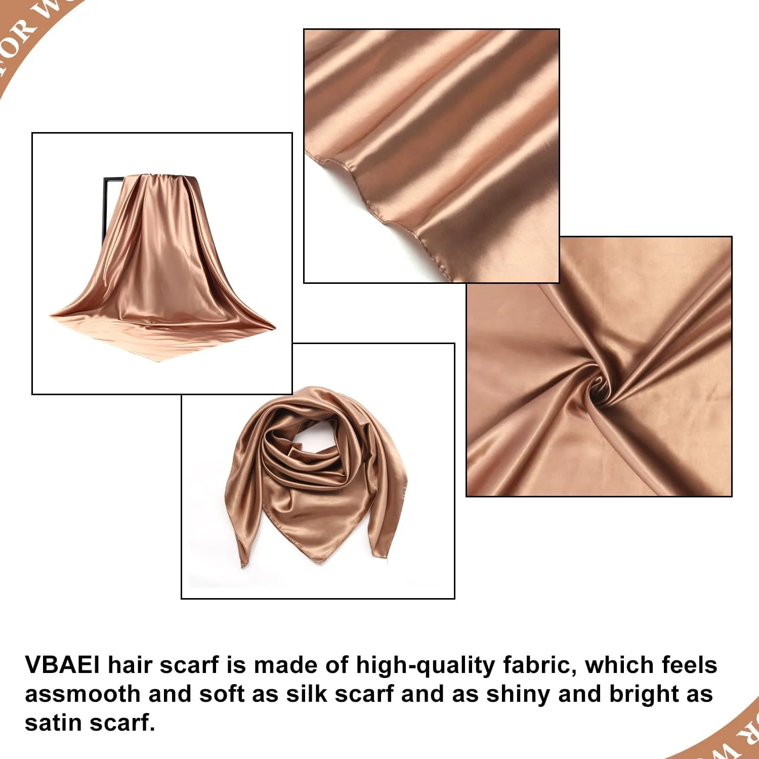 35 Large Square Satin Head Scarf - 3Pcs Silk Like Head Scarves Silk Bandana Satin Hair Scarf Head Wraps For Women