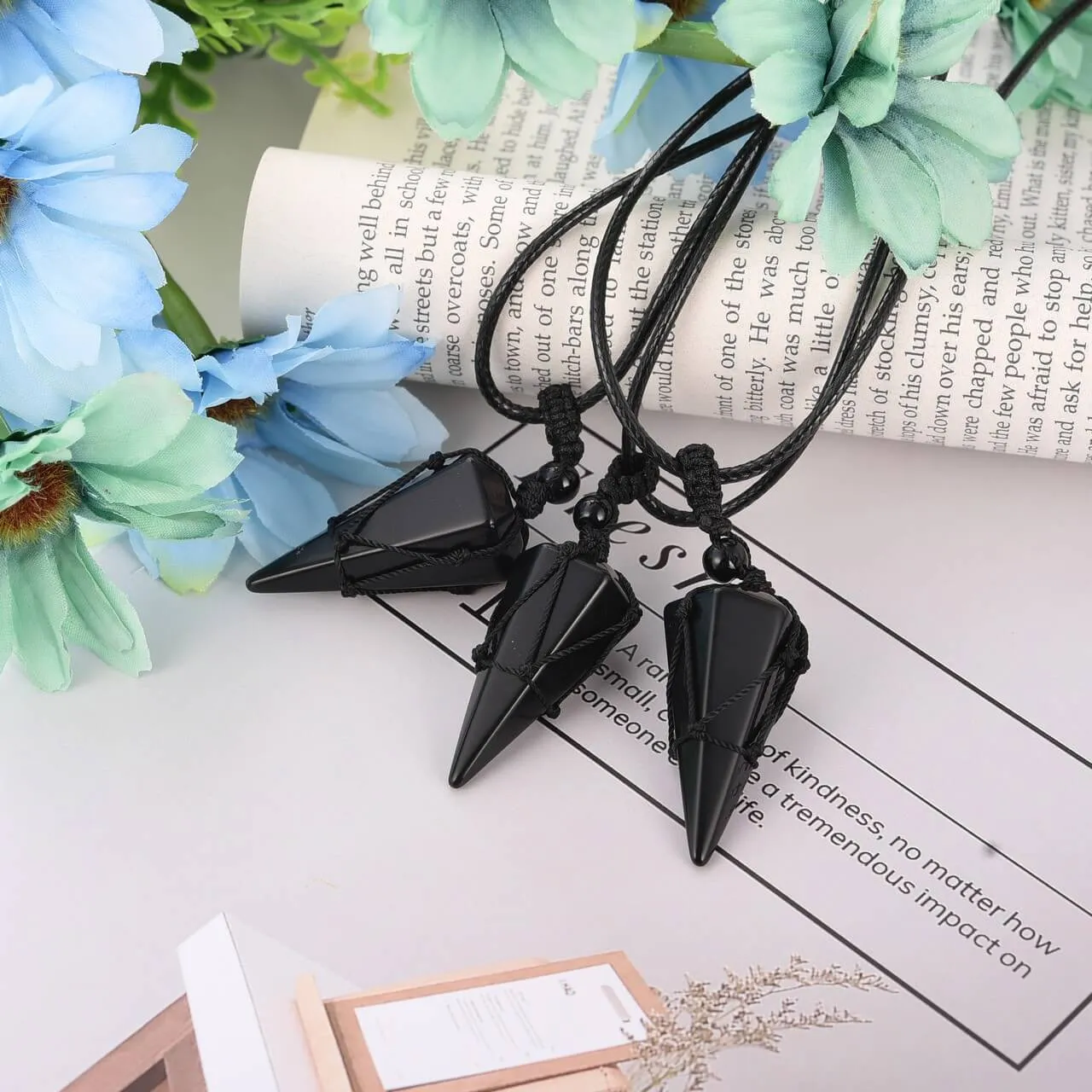 6 Facet Natural Healing Crystal Pendant Necklace | Jovivi