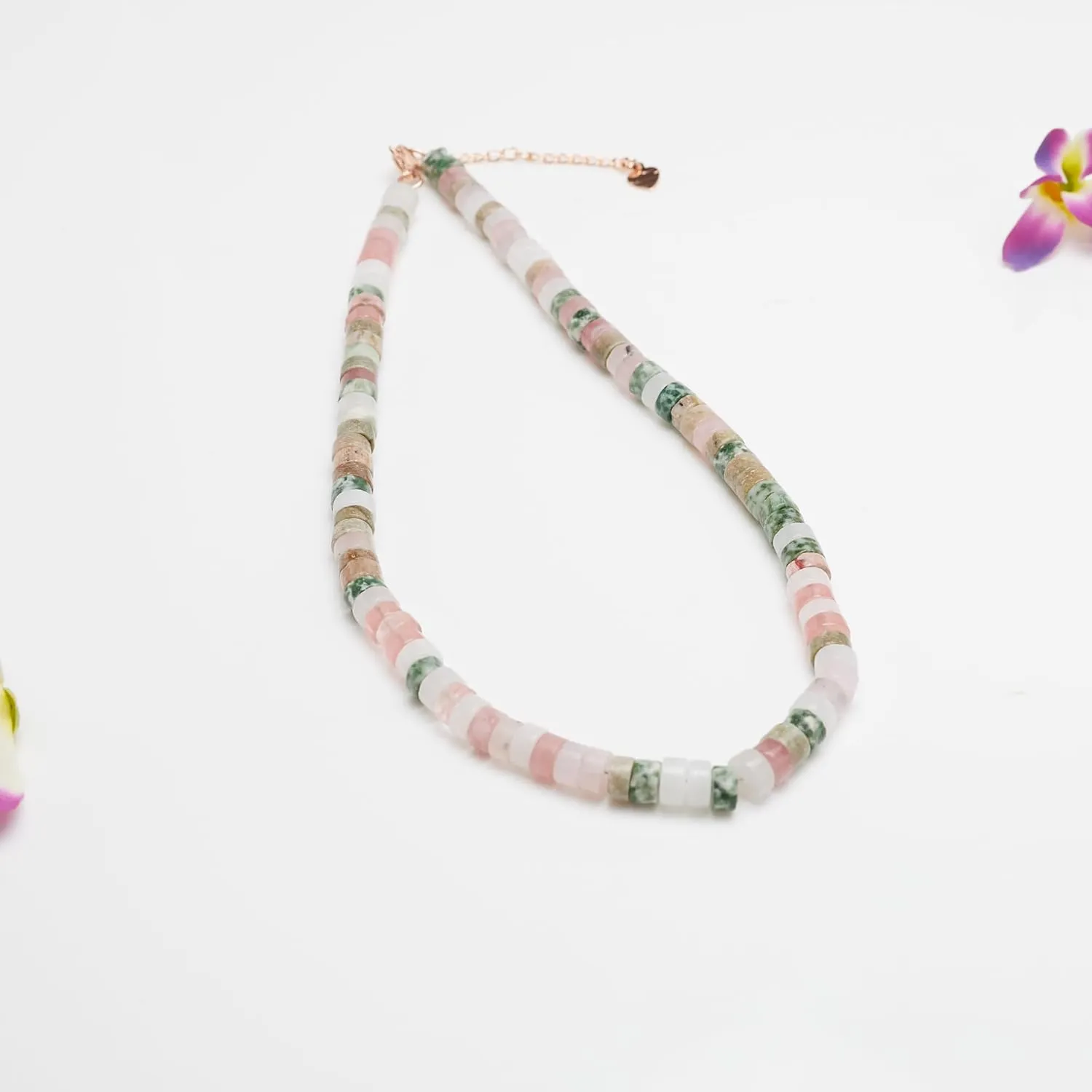 6mm Beaded Gemstone Choker Necklace for Women and Girls