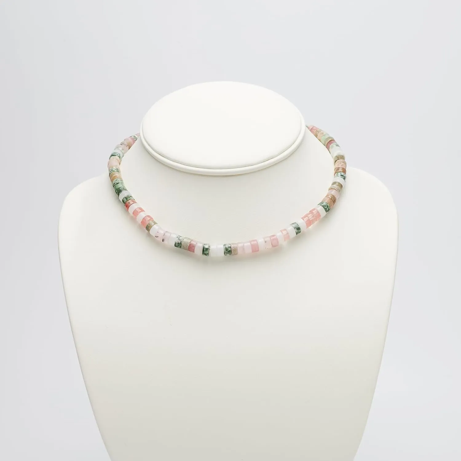 6mm Beaded Gemstone Choker Necklace for Women and Girls