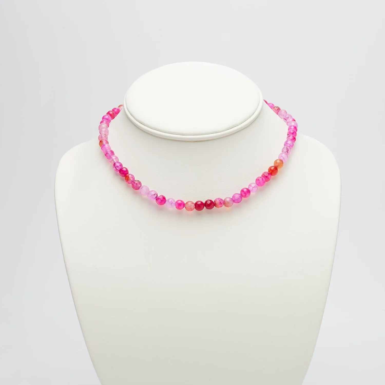 6mm Beaded Gemstone Choker Necklace for Women and Girls