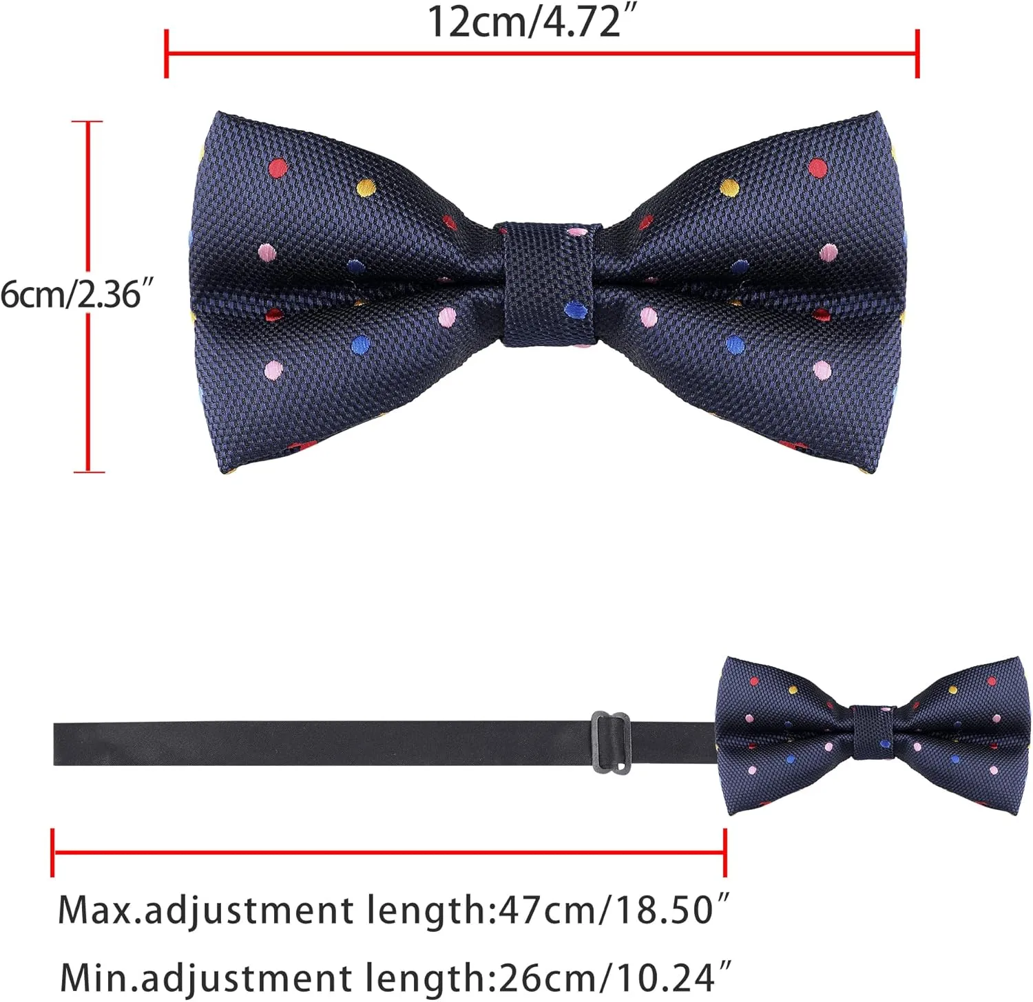 Allegra K Men's Pre-Tied Adjustable Polka Dots Neck Ties Tuxedo Work Party Prom Bowtie