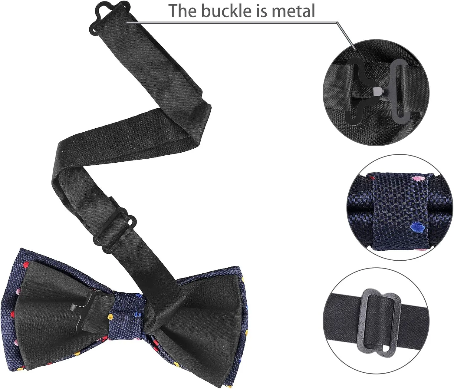 Allegra K Men's Pre-Tied Adjustable Polka Dots Neck Ties Tuxedo Work Party Prom Bowtie
