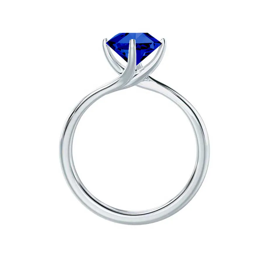 ANNORA - Chatham® Blue Sapphire 18k White Gold Twist Solitaire Ring