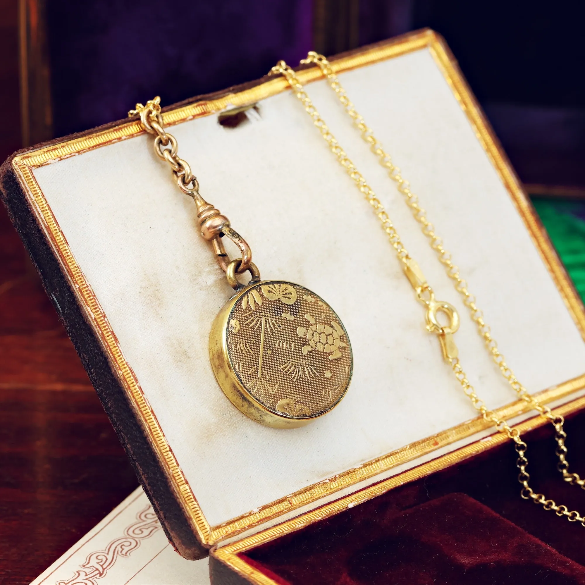 Antique Victorian Japonaiserie Inspired Game Pendant