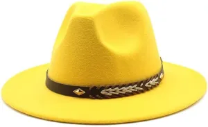 Autumn and Winter Woolen Hat, 7cm Big Brim Flat Brim Jazz Hat, British Gentleman Felt Hat Fengyan Cowboy Hats (Color : Rose Red, Size : Medium(56-58cm))