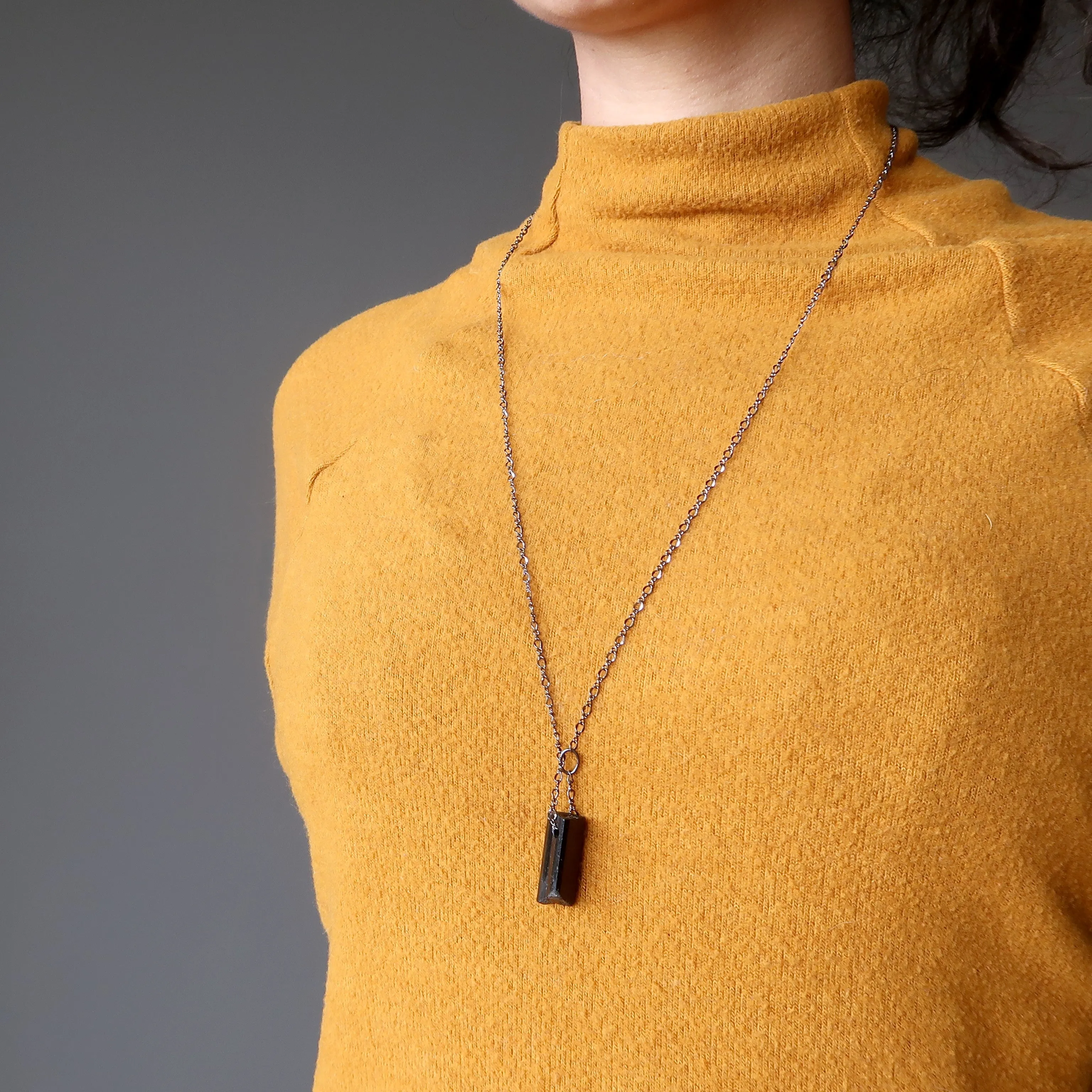 Black Tourmaline Necklace Rough 'n Rugged Protection Stone