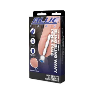 Blue Line 2" STAINLESS STEEL BLING BLING WAVY PENIS PLUG