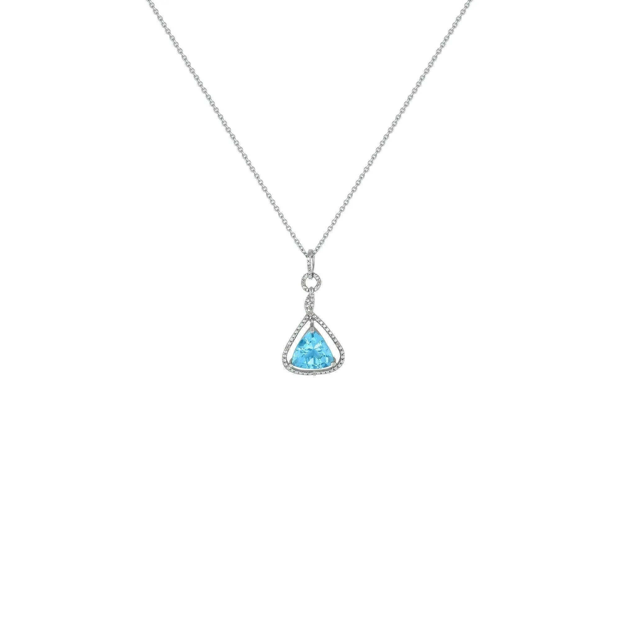 Blue Topaz and Diamond Accent Fashion Pendant in Silver