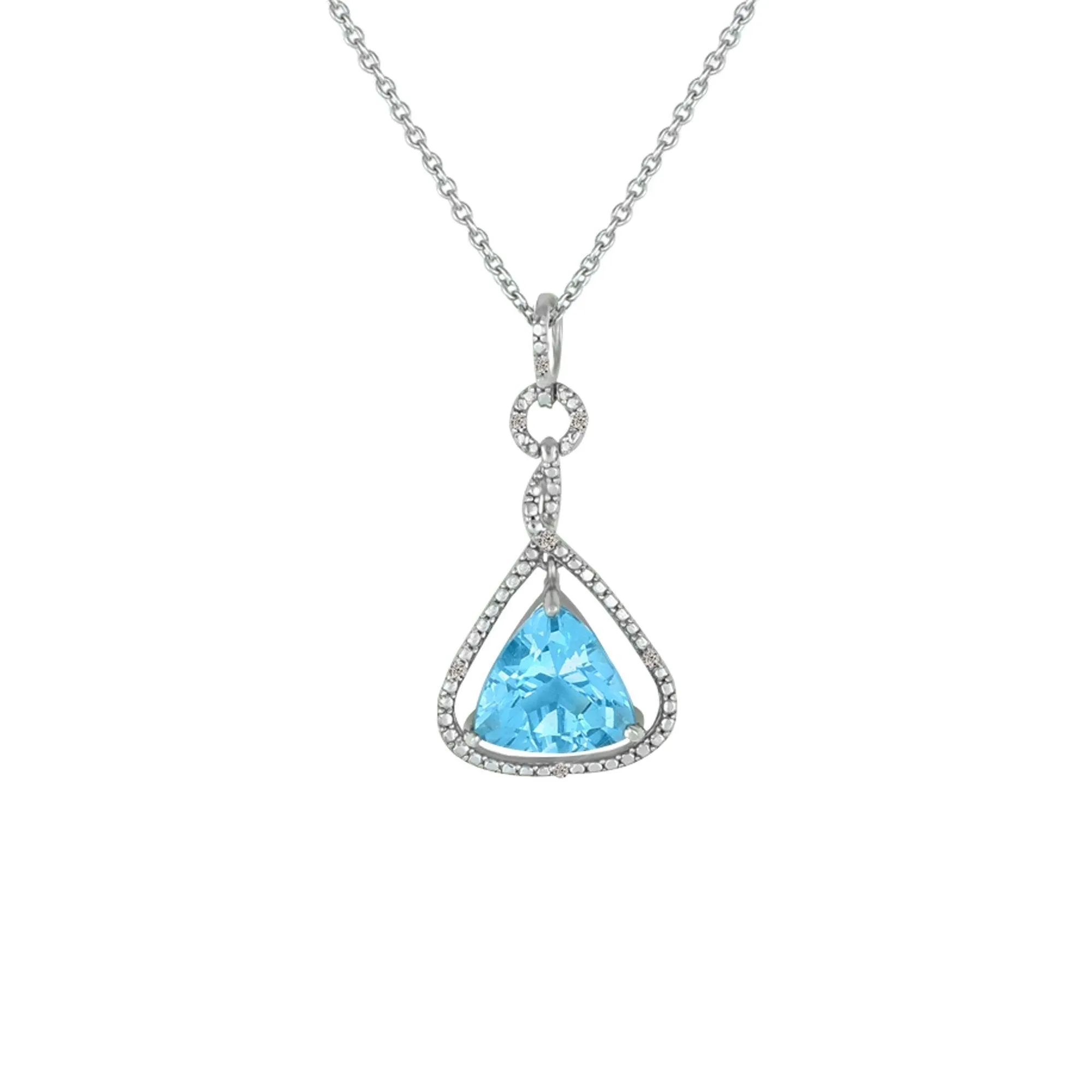 Blue Topaz and Diamond Accent Fashion Pendant in Silver