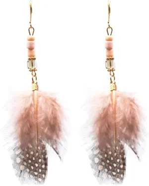 Bohemia Vintage Handmade Feather Earrings for Women Long Beaded Feather Tassel Earrings Handmade Natural Lightweight Feather Statement Earrings Boho Earrings