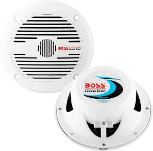 BOSS Audio Systems MR50W 5.25 inch Marine Stereo Boat Speakers - 150 Watts (pair), 2 Way, Full Range, Coaxial, Weatherproof, Sold in Pairs