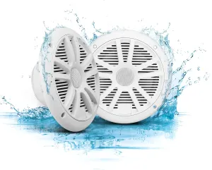BOSS Audio Systems MR6W 6.5 Marine Speakers - 180 Watts (Per Pair), Full Range, 2-Way, Coaxial, 4 Ohms, Weatherproof