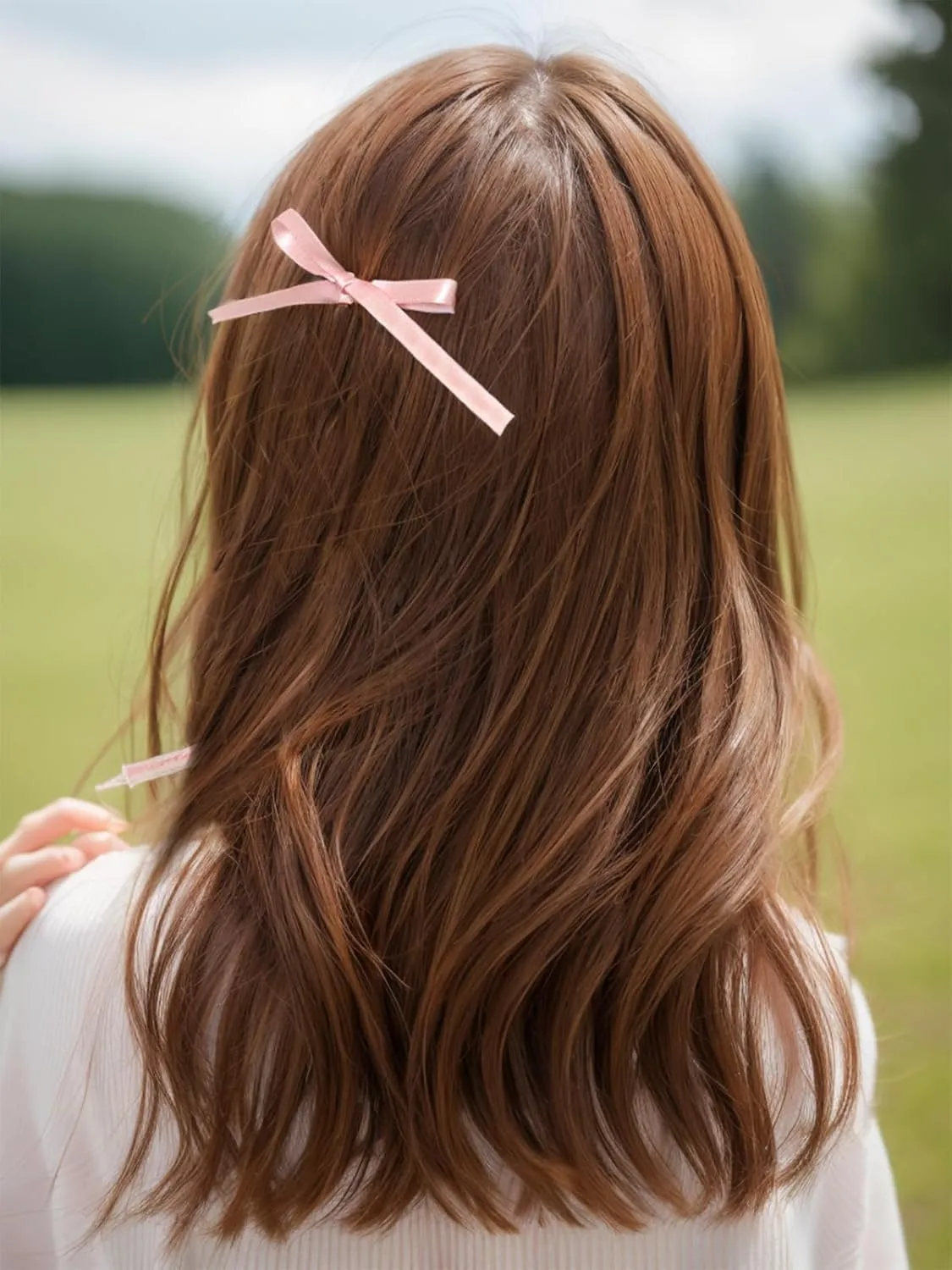Bow Hair Clip, 10Pcs Pink Satin Fabric Bowknot with Long Tail Tassel Ribbon Claw Clips for Girls Teens Kids Hair Barrettes with Bow Accessories