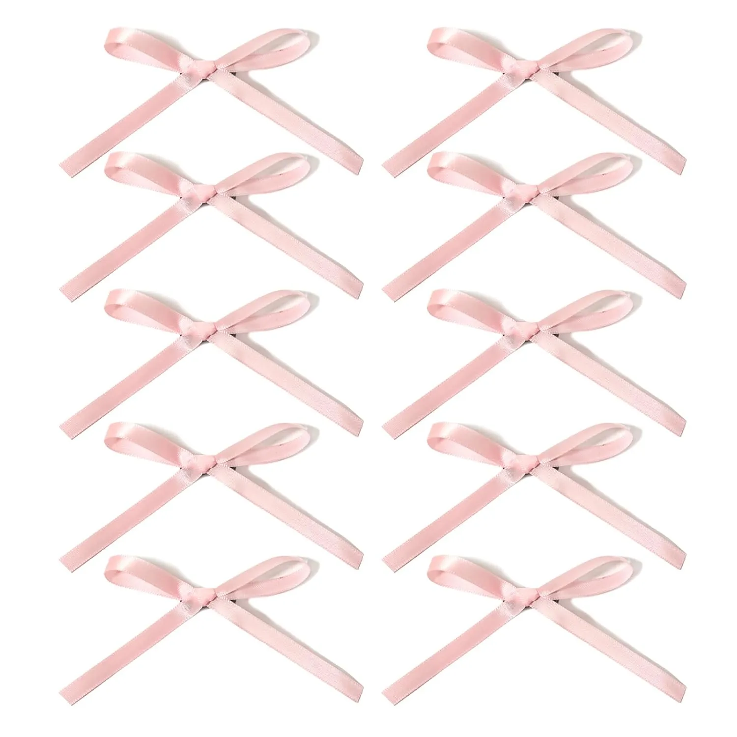 Bow Hair Clip, 10Pcs Pink Satin Fabric Bowknot with Long Tail Tassel Ribbon Claw Clips for Girls Teens Kids Hair Barrettes with Bow Accessories
