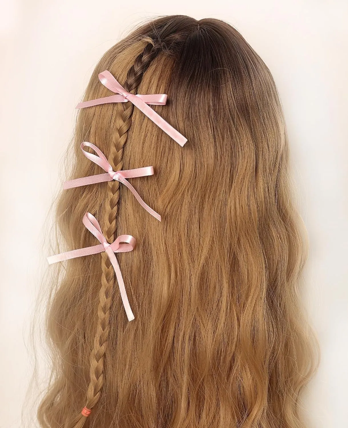 Bow Hair Clip, 10Pcs Pink Satin Fabric Bowknot with Long Tail Tassel Ribbon Claw Clips for Girls Teens Kids Hair Barrettes with Bow Accessories