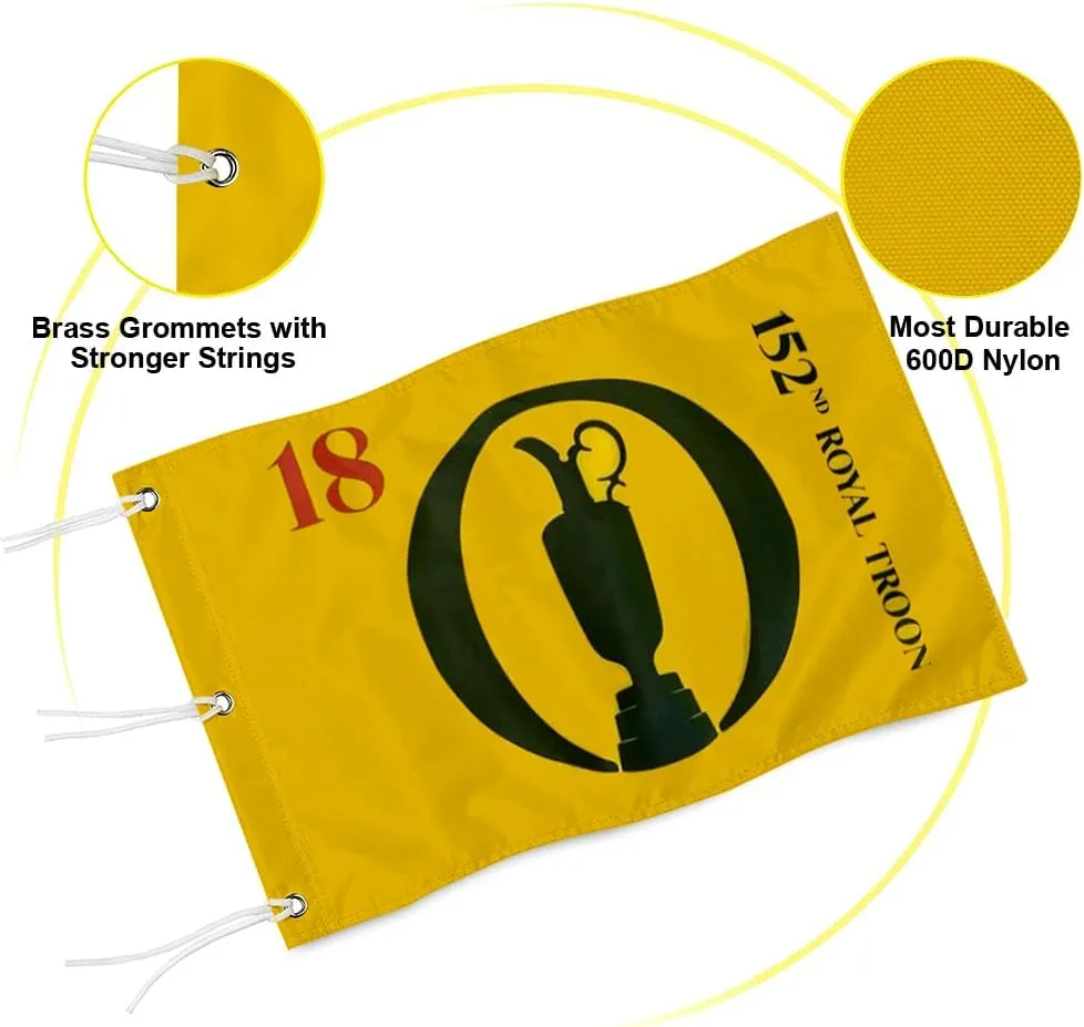 British Open 2024 Golf Pin Flag Practic Putting Green Golf Flag For Backyard Garden Double-Sewn 600D Nylon Miniature Pin Flag (20"X13" Grommet)