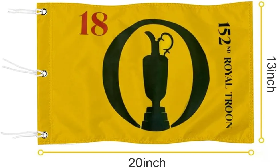 British Open 2024 Golf Pin Flag Practic Putting Green Golf Flag For Backyard Garden Double-Sewn 600D Nylon Miniature Pin Flag (20"X13" Grommet)