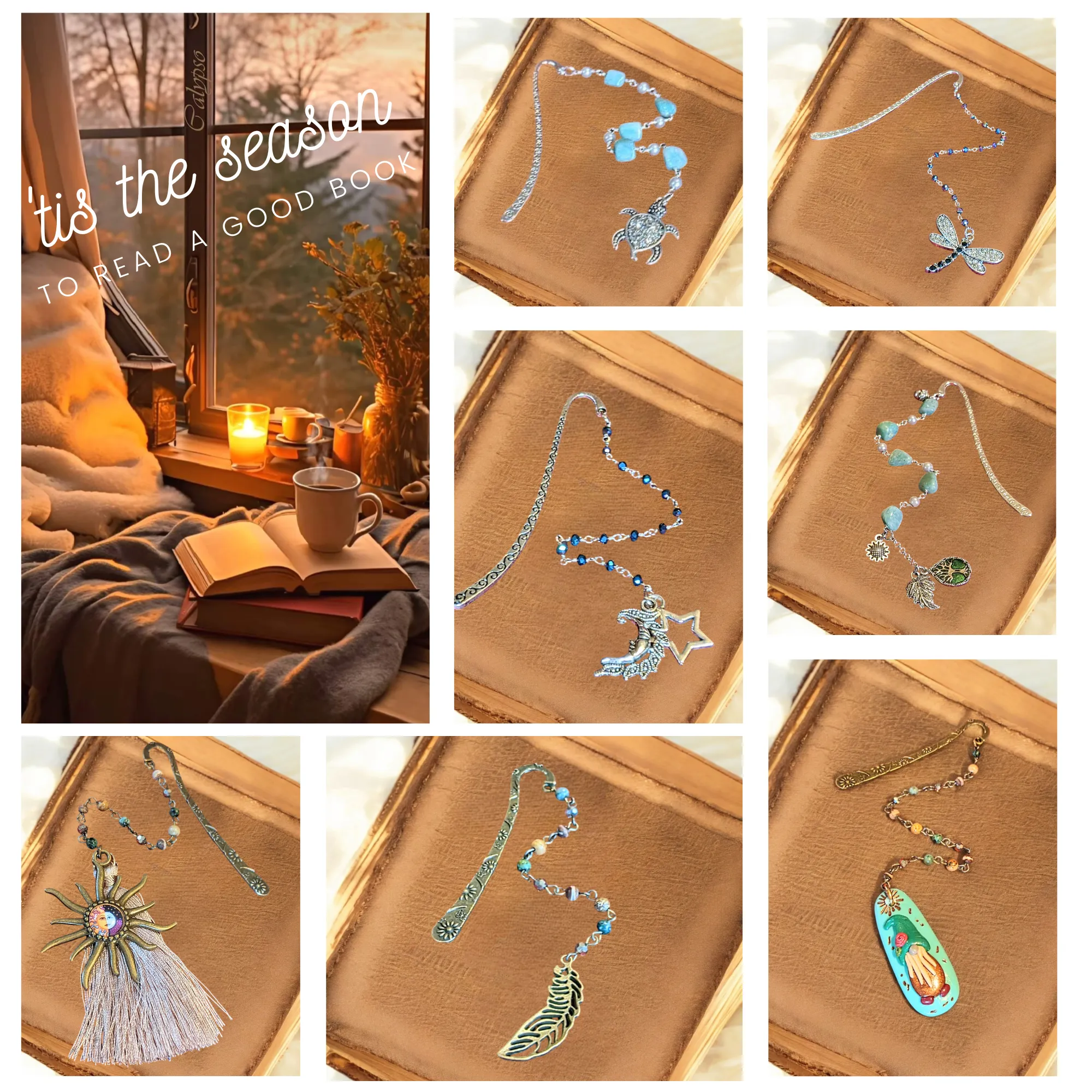 Bronze Feather Gemstone Bead Bookmark