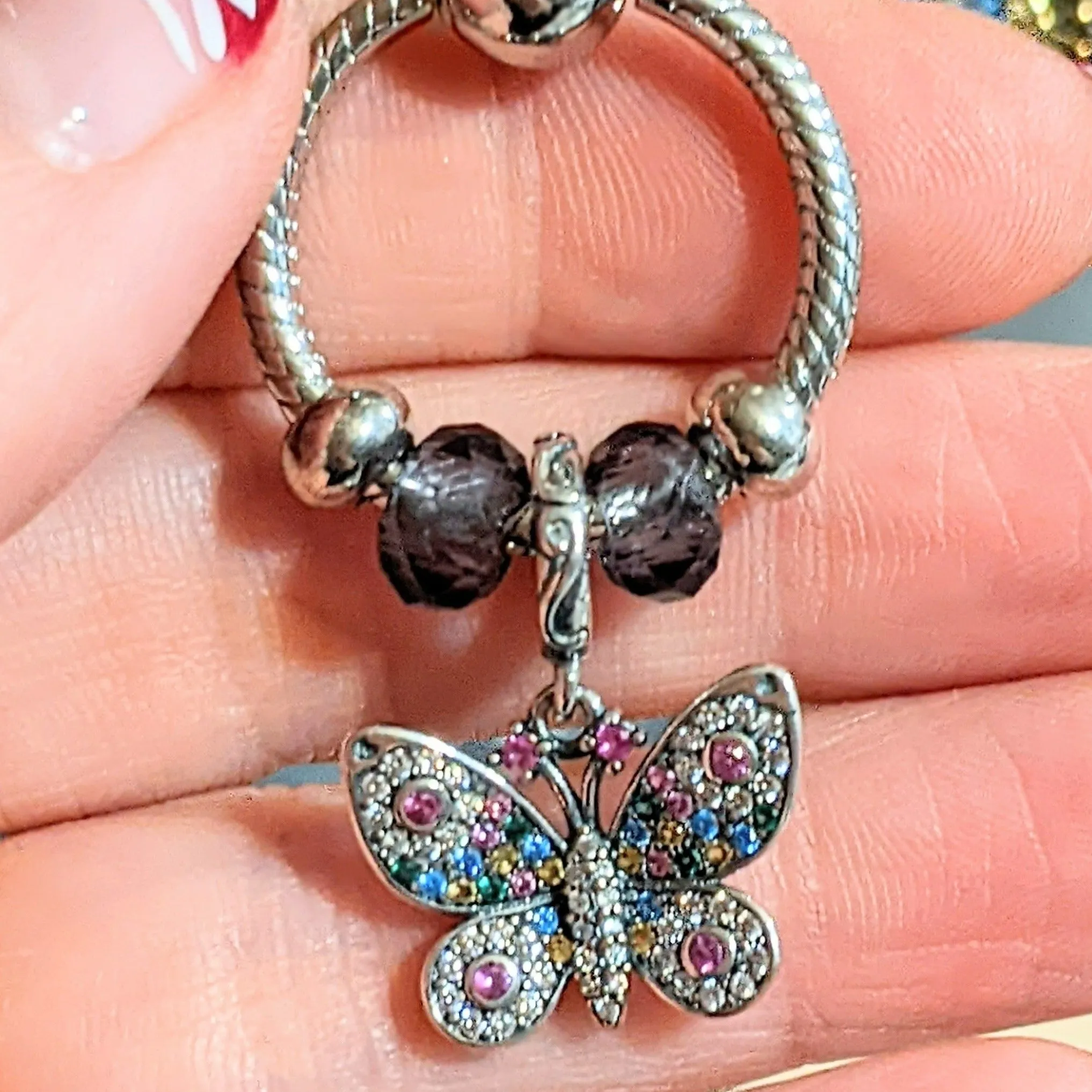 Butterfly Sterling Silver Toggle Charm Necklace, 20 inches