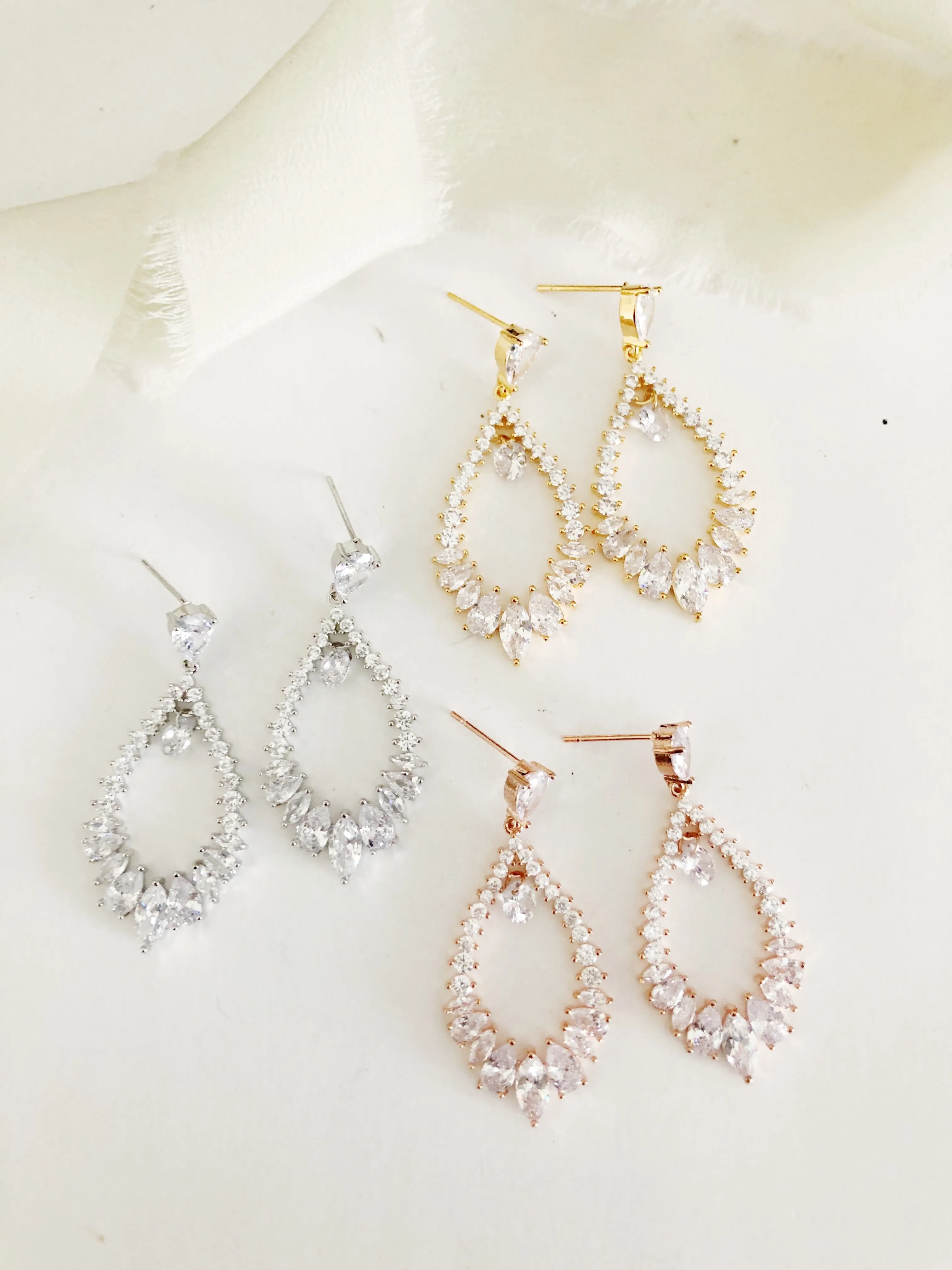 Carissa Gold Statement Diamond Wedding Earrings