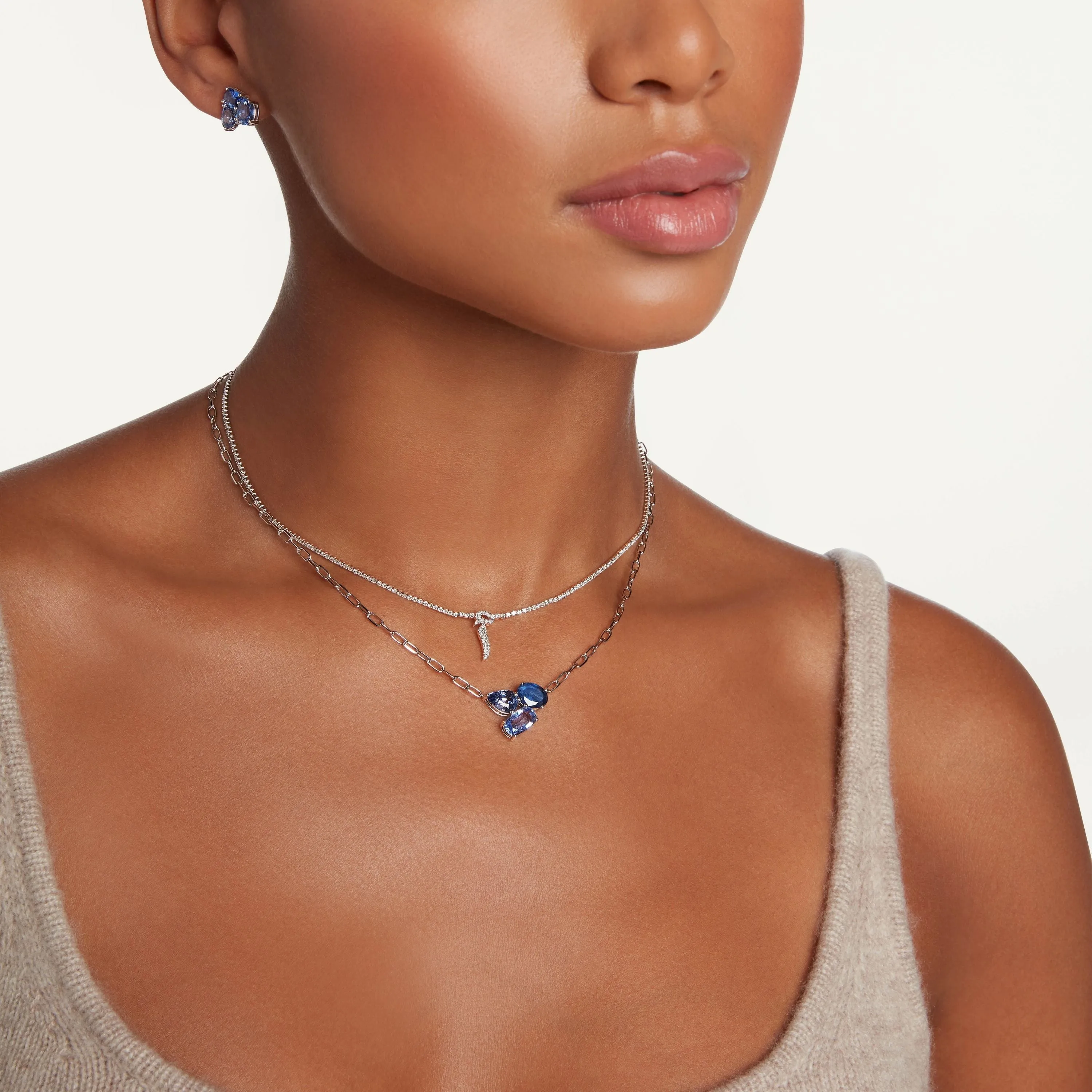 CEYLON BLUE SAPPHIRE OMBRE TRIPLE GEM PENDANT