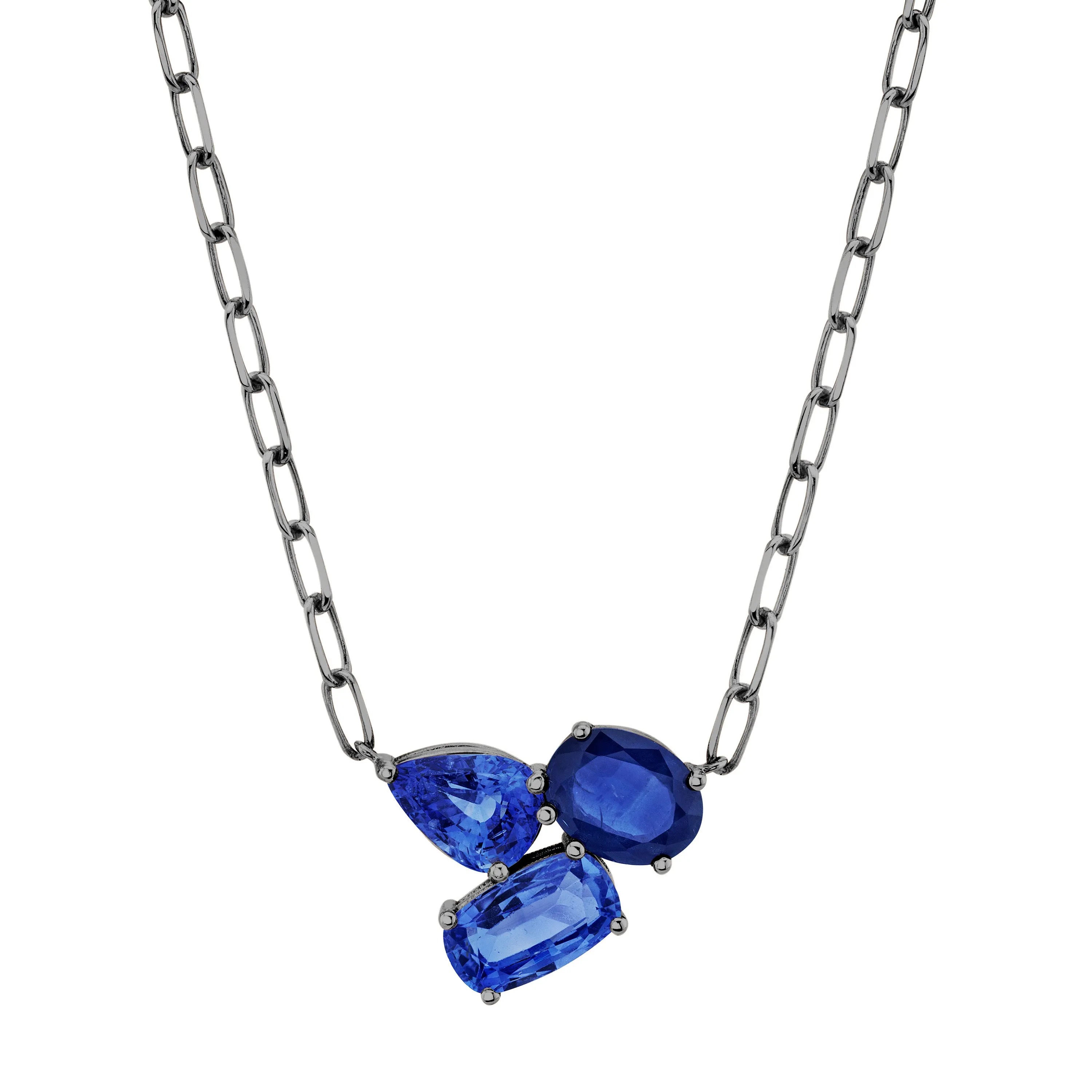 CEYLON BLUE SAPPHIRE OMBRE TRIPLE GEM PENDANT