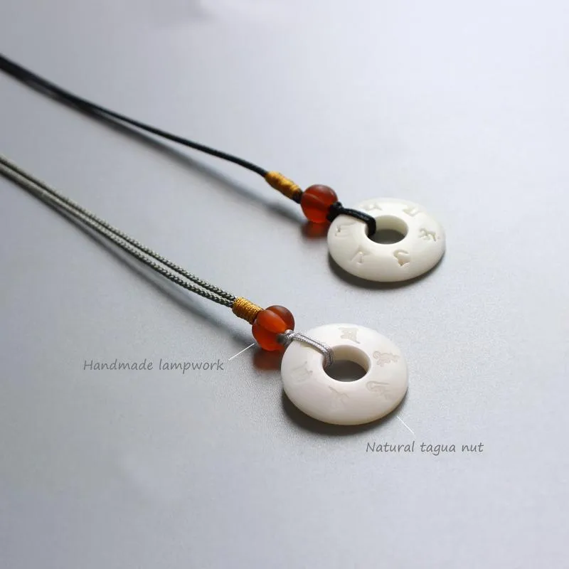 Champagne Gold Tagua Nut Om Mantra Simple Amulet Necklace