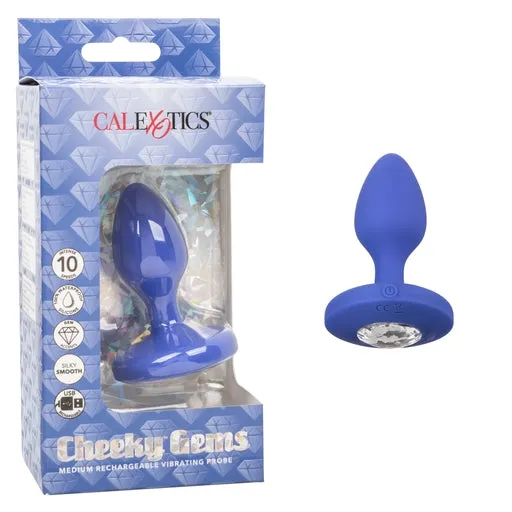 Cheeky Gems Medium Rechargeable Vibrating Probe - Blue