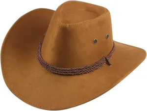 Classic Women Men Western Cowboy Hat Wide Brim Outdoor Fedora Hat with Buckle Belt Independence Day s Birthday