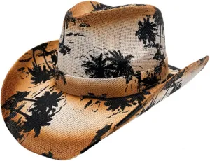 Cowboy hat,Ethnic Hats with Color Printed Western Party Large Rolled Brims Hat Fedoras Felts Sunproof Hat